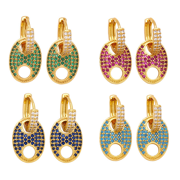 1 Pair Hip-Hop Fashion Solid Color Plating Inlay Copper Zircon 18K Gold Plated Drop Earrings