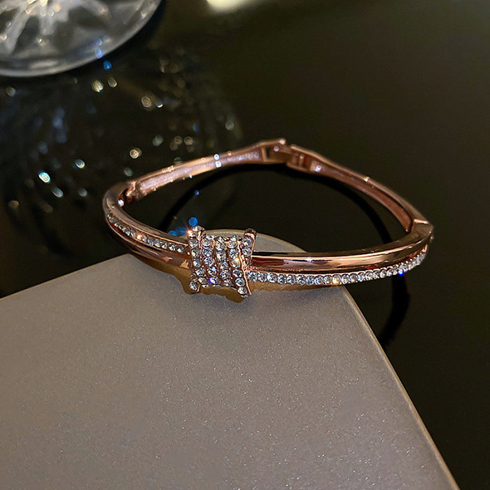Casual Simple Style Letter Solid Color Snake Copper Plating Inlay Zircon Bangle