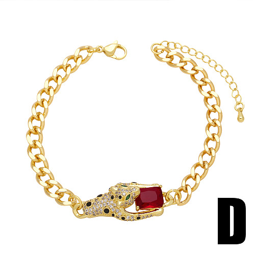 Hip-Hop Cool Style Animal Snake Copper Plating Inlay Zircon 18K Gold Plated Bangle