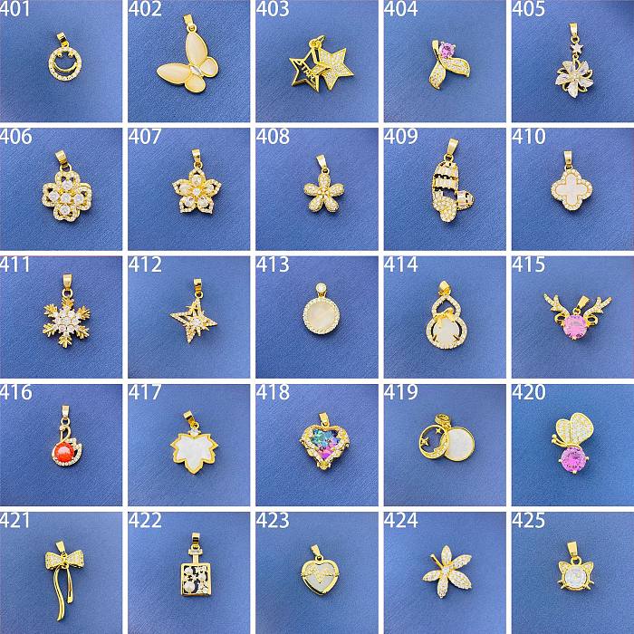 Simple Style Swan Heart Shape Butterfly Copper Irregular Rhinestones Opal Pendant Necklace