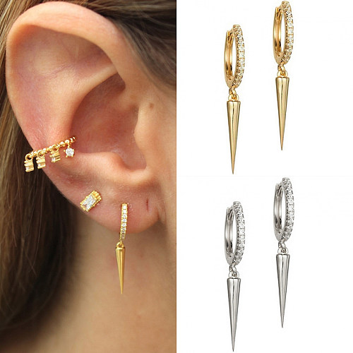Fashion Geometric Copper Gold Plated Zircon Drop Earrings 1 Pair