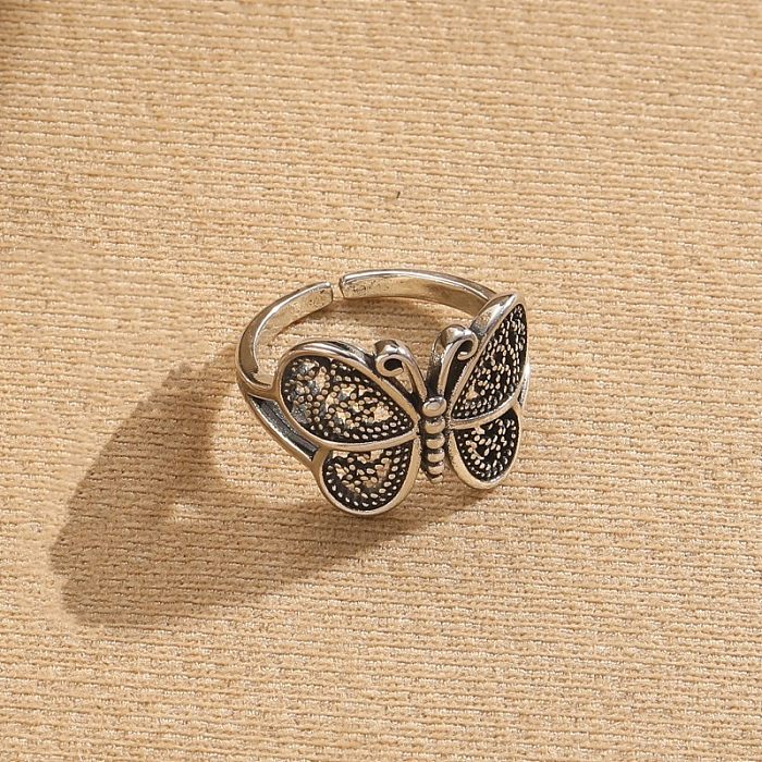 Simple Style Sun Butterfly Copper Asymmetrical Plating 14K Gold Plated Open Rings