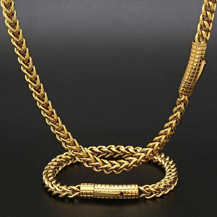 Hip-Hop Solid Color Stainless Steel Chain Jewelry Set