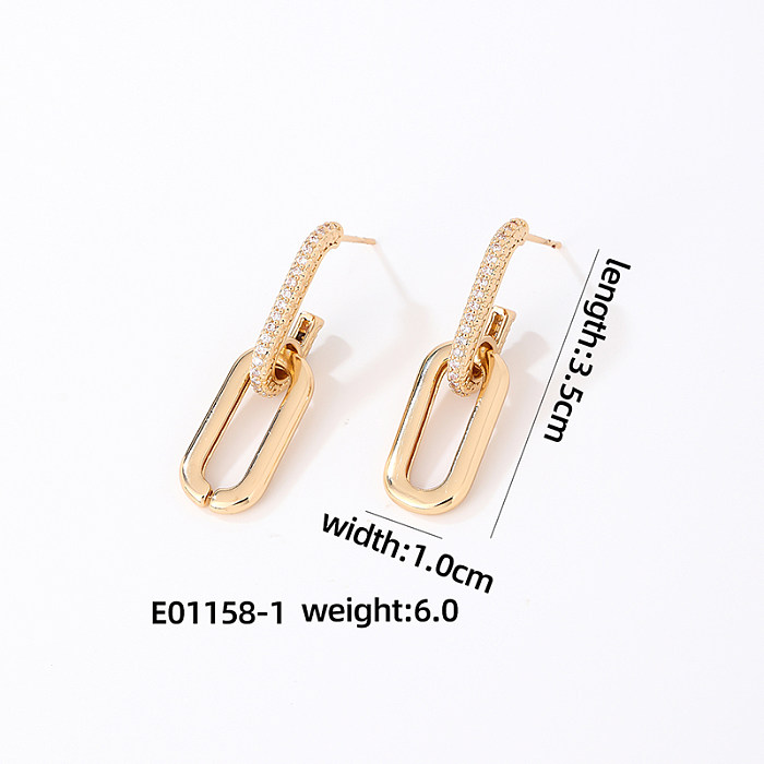 1 Pair Vintage Style Water Droplets Heart Shape Plating Inlay Copper Zircon Gold Plated Drop Earrings