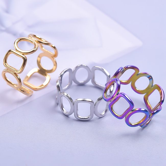 Wholesale Simple Style Geometric Titanium Steel Open Ring