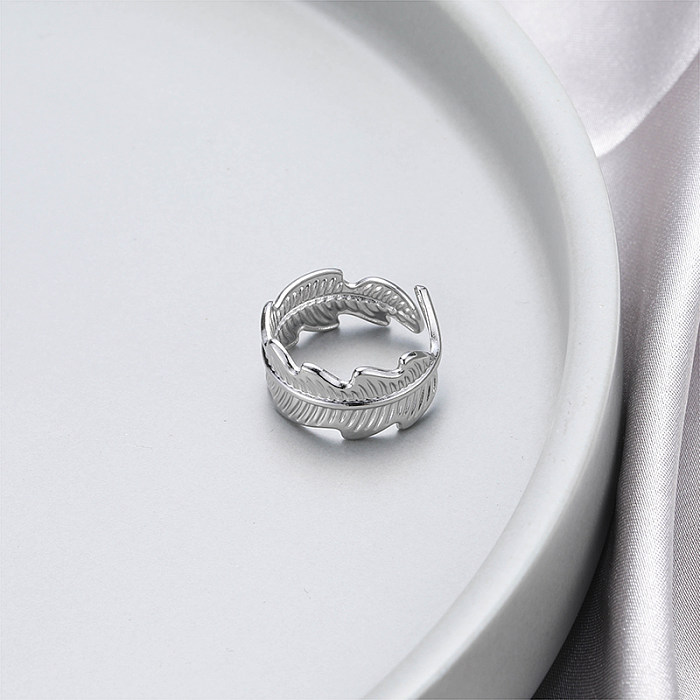 Correntes de estilo simples estampam anéis abertos de esmalte de aço inoxidável