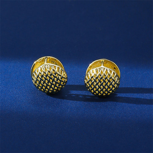 1 ensemble 1 paire de clous d'oreilles en cuivre ajourés, Style Simple, couleur unie
