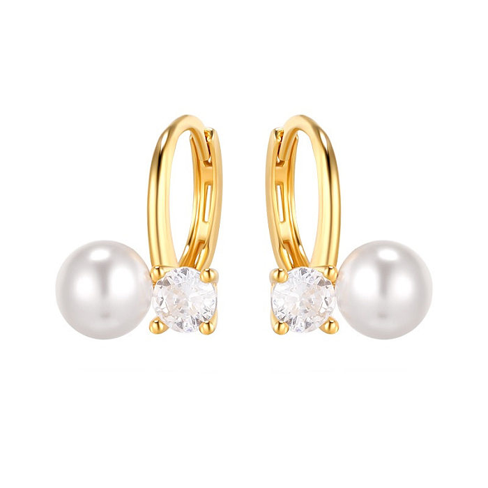 1 Pair Simple Style Square Inlay Copper Zircon Drop Earrings