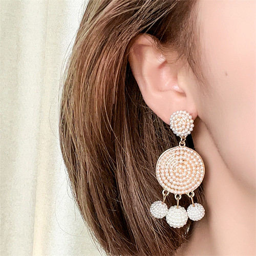 1 Pair IG Style Casual Round Plating Inlay Copper Freshwater Pearl Gold Plated Drop Earrings