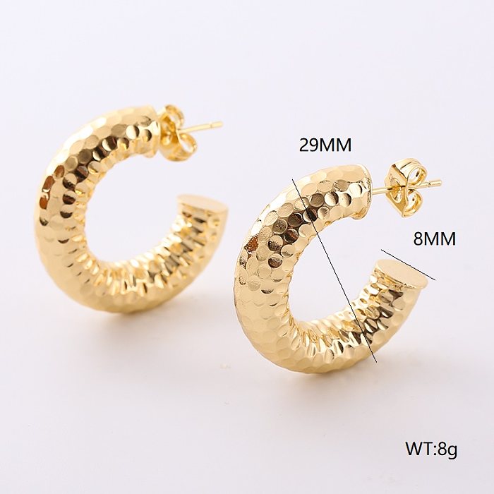1 Pair Retro Simple Style Stripe Solid Color Twist Plating Copper 24K Gold Plated Hoop Earrings