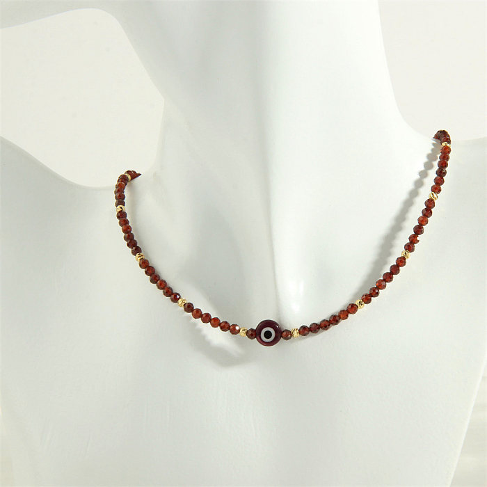 Bohemian Simple Style Eye Artificial Gemstones Copper 18K Gold Plated Necklace In Bulk