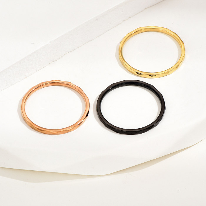 Conjunto de 3 peças de anéis de chapeamento de aço inoxidável de cor sólida de estilo simples