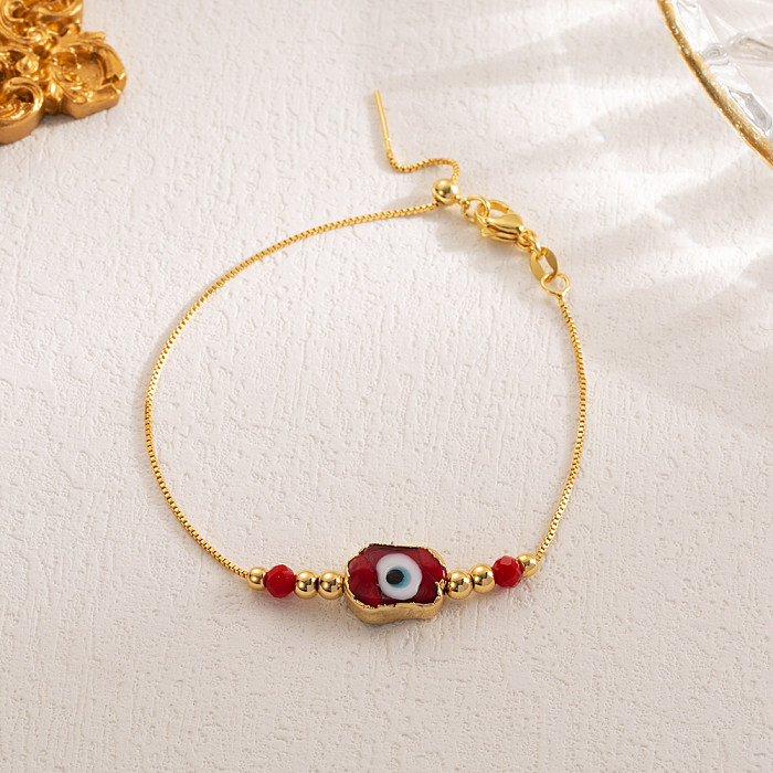Simple Style Devil'S Eye Copper Enamel Plating 18K Gold Plated Bracelets