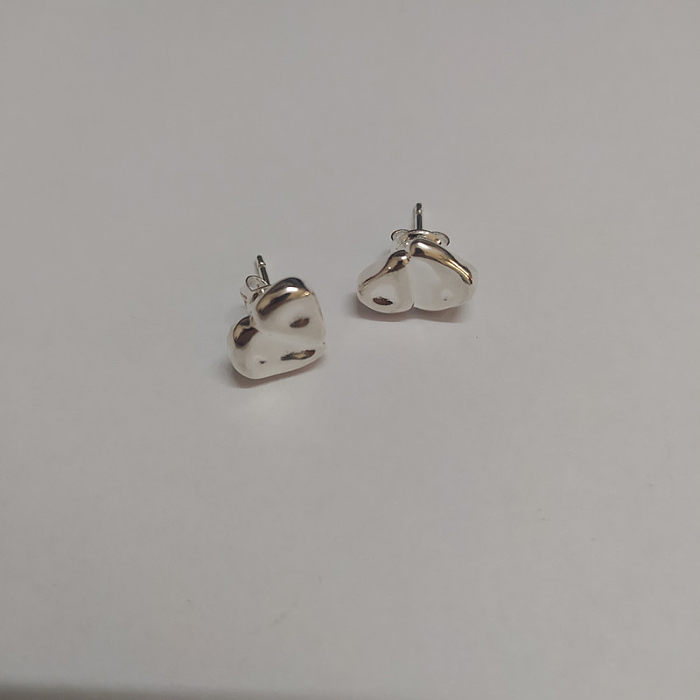 1 Pair Sweet Tassel Heart Shape Pig Nose Plating Copper Silver Plated Earrings