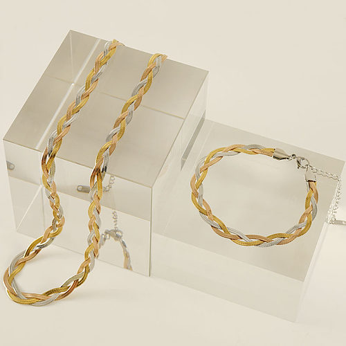 Collier de bracelets de placage en acier inoxydable de bloc de couleur hip-hop