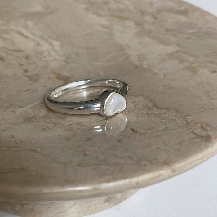 Anéis abertos de concha de cobre em forma de coração de estilo simples