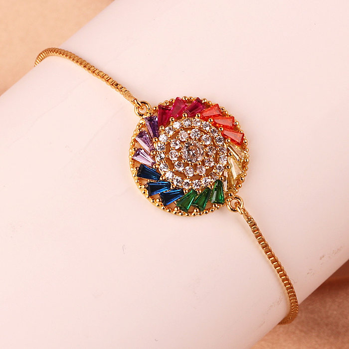 Fashion Color Block Copper Plating Inlay Zircon Bracelets 1 Piece