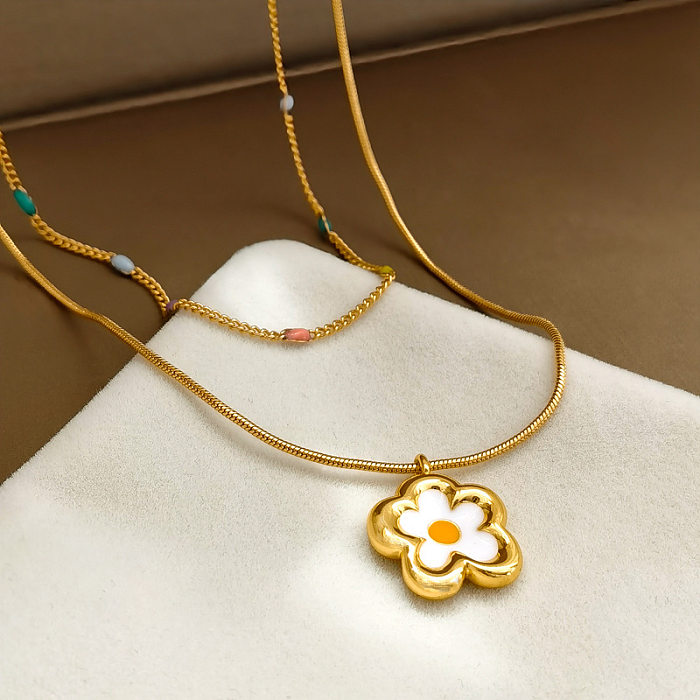 Vintage Style Flower Copper Plating Pendant Necklace