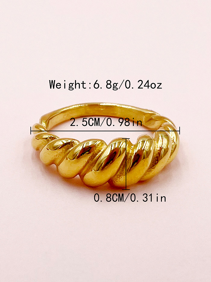 Casual Commute Twist Stainless Steel Gold Plated Rings In Bulk