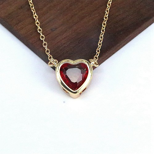 IG Style Elegant Fashion Heart Shape Copper Inlay Zircon Necklace