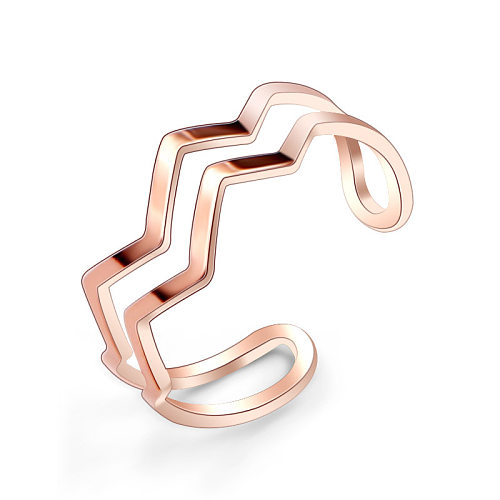 Titanium&Stainless Steel Simple Geometric Ring  (Rose Alloy) NHOK0172-Rose-alloy