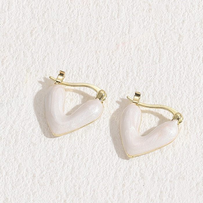 1 Piece Elegant Luxurious Classic Style Heart Shape Asymmetrical Plating Copper 14K Gold Plated Hoop Earrings