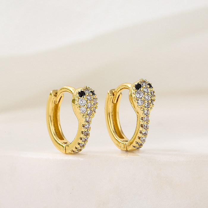 New Style Copper Plated 18K Gold Micro Inlaid Zircon Snake Earrings
