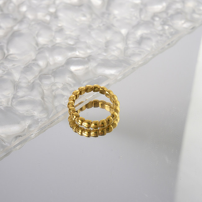 Atacado estilo francês estilo moderno deslocamento redondo chapeamento de aço inoxidável anéis banhados a ouro
