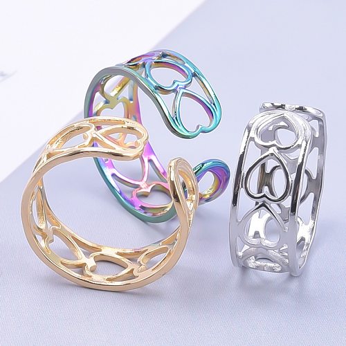 Classic Style Color Block Stainless Steel Plating Gold Plated Rings