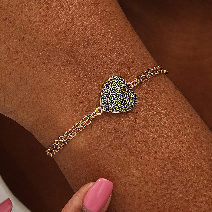 1 pièce de bracelets plaqués cuivre en forme de cœur