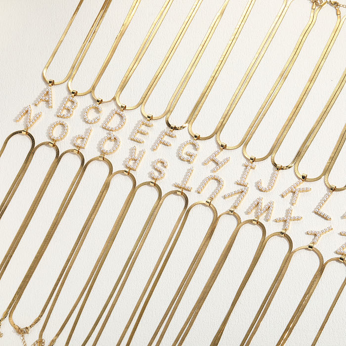 Elegante luxuoso estilo clássico carta cobre 14K banhado a ouro colar de pingente de pérolas artificiais a granel