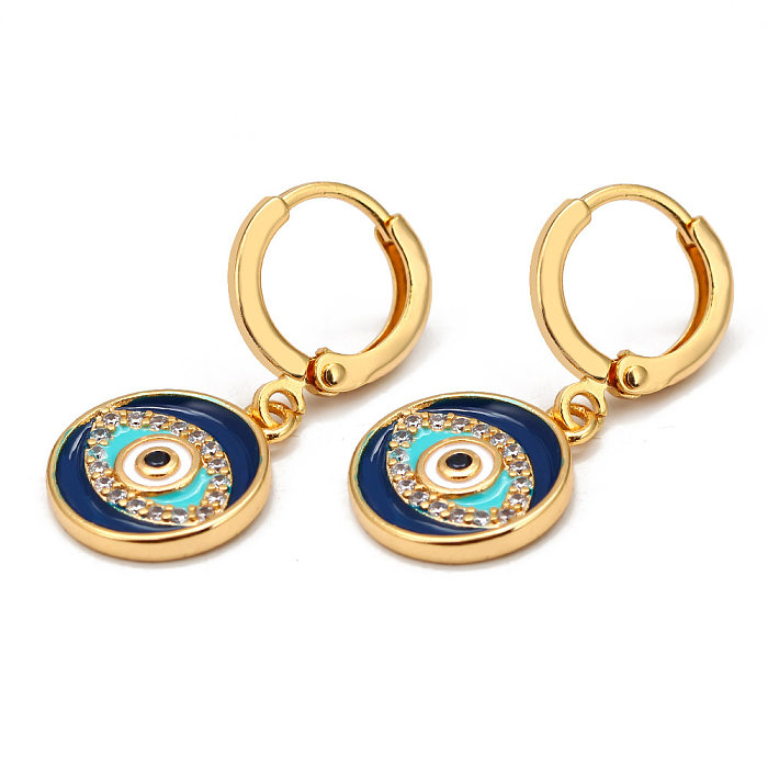 Fashion Devil'S Eye Copper Plating Inlay Zircon Ear Studs 1 Pair