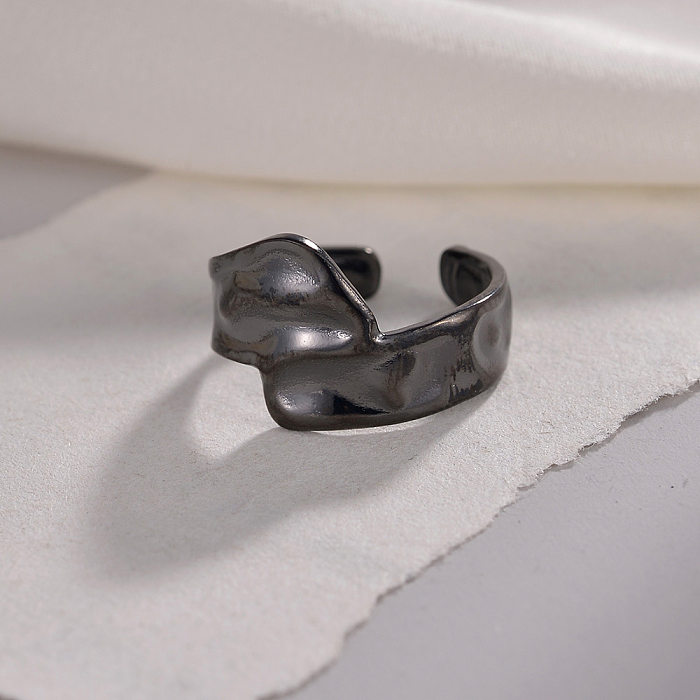 Simple Style Irregular Titanium Steel Plating Open Ring
