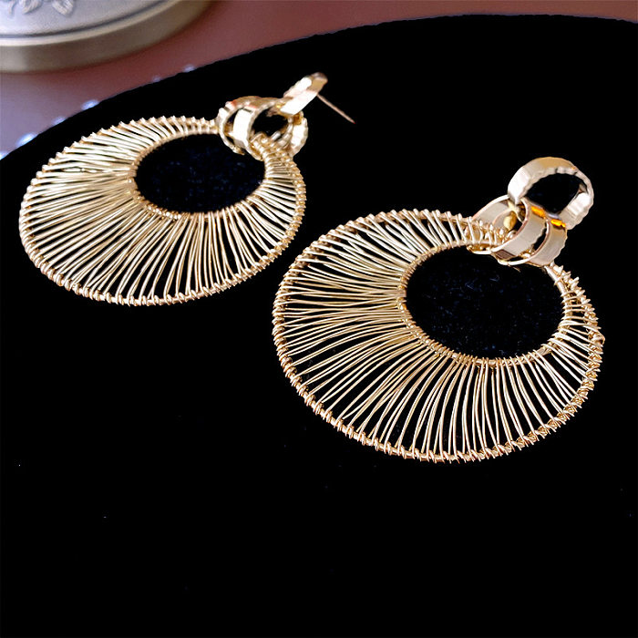 1 Pair Simple Style Geometric Copper Plating Hollow Out Drop Earrings