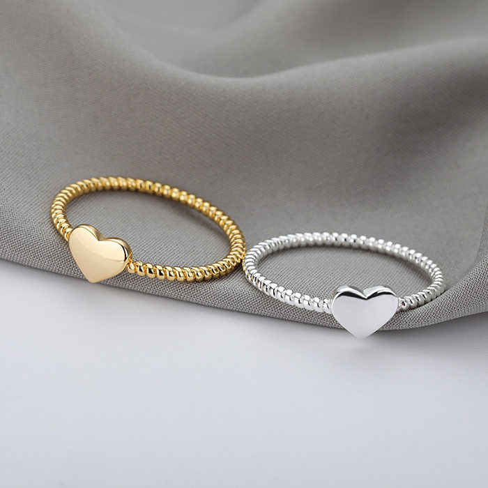 Anéis banhados a ouro com revestimento de cobre em forma de coração estilo simples