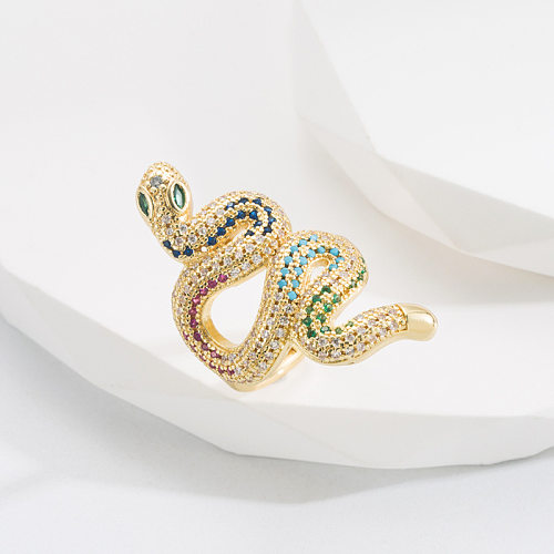 Retro Devil'S Eye Snake Copper Open Ring Inlay Zircon Copper Rings