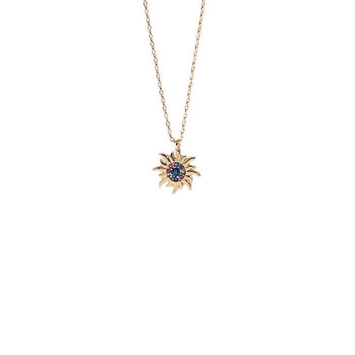 Fashion Christmas Tree Sun Moon Copper Gold Plated Zircon Pendant Necklace 1 Piece