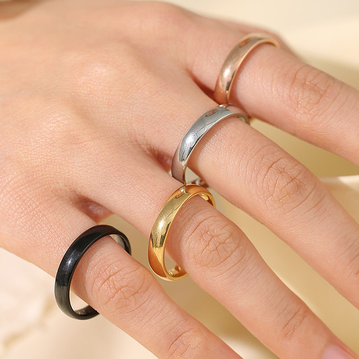 Simple Style Solid Color Stainless Steel Polishing Plating Rings
