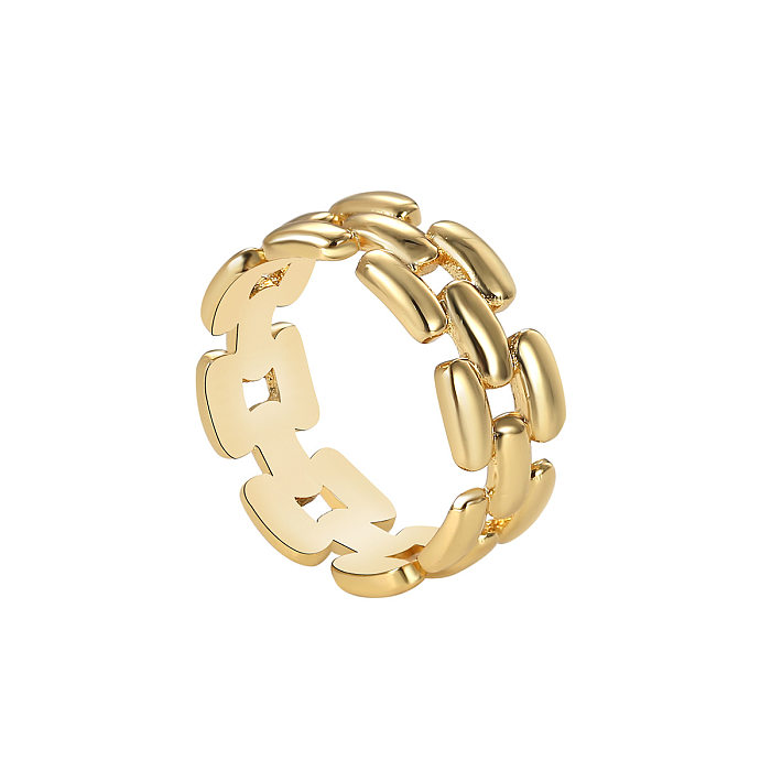 Anéis banhados a ouro 18K de cobre de cor sólida de estilo simples