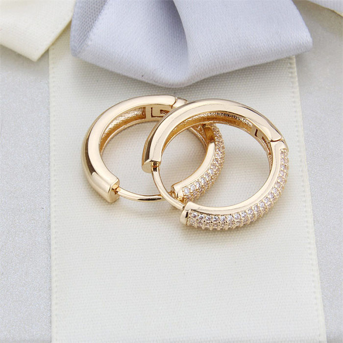 Fashion Zircon Hoop Earrings Simple Copper Earrings Women Macro-inlaid Zirconium Round Earrings jewelry