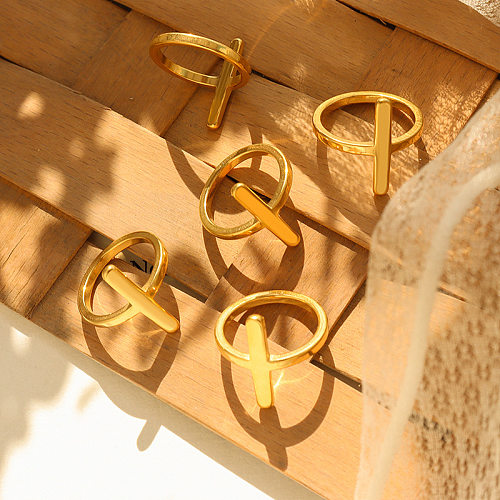 Bagues en acier au titane avec croix géométriques à la mode, anneaux en acier inoxydable