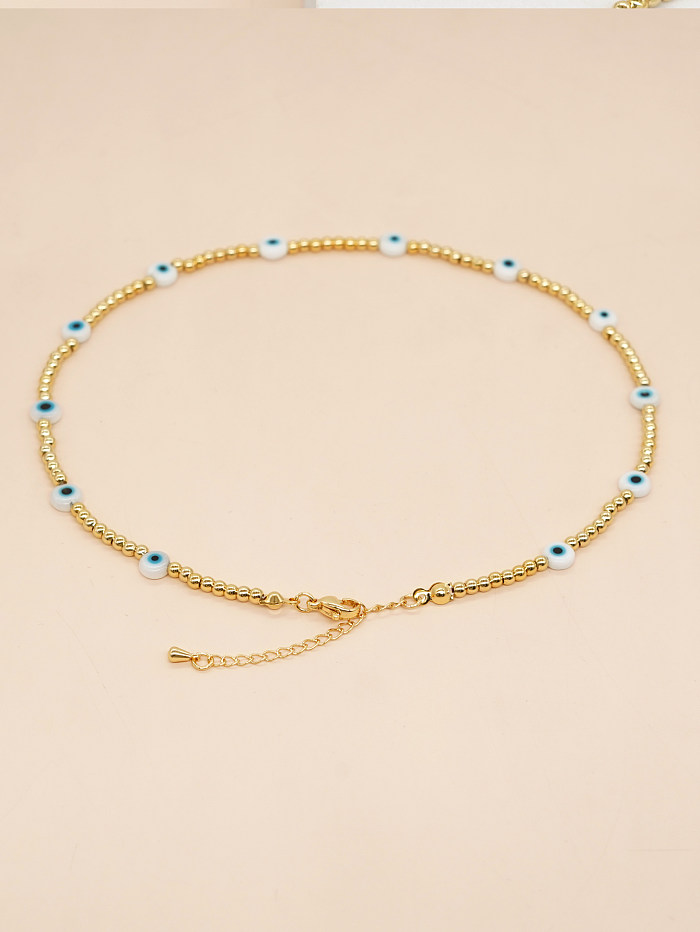 Einfache Art-Buchstaben-Herz-Form-Augen-Imitat-Perlen-Kupfer-Perlen-Halskette