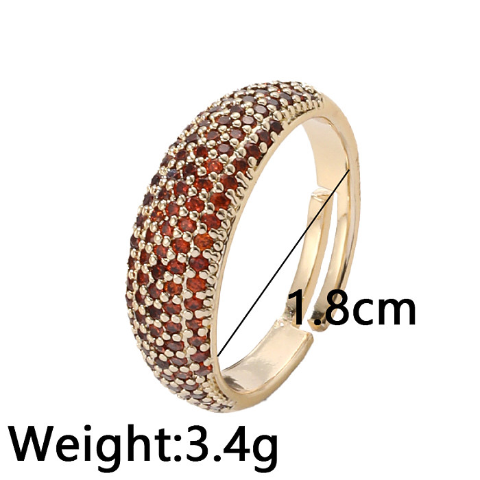 Elegant Lady Geometric Copper Inlay Zircon Open Rings