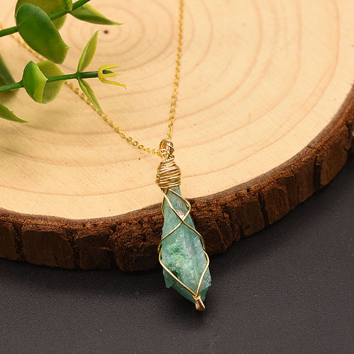 Retro Water Droplets Copper Plating Gold Plated Pendant Necklace