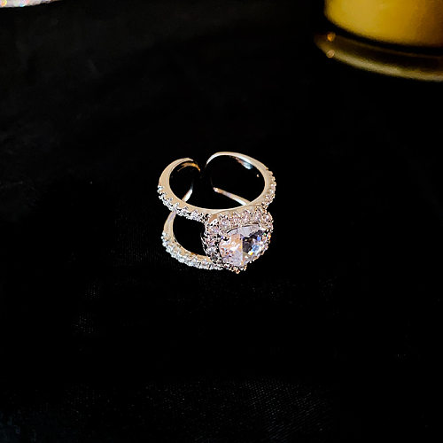 Bracelets d'anneaux de Zircon incrustés de cuivre de couleur unie de style simple