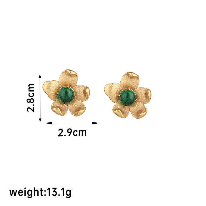 1 Pair Vacation Simple Style Flower Copper Ear Studs