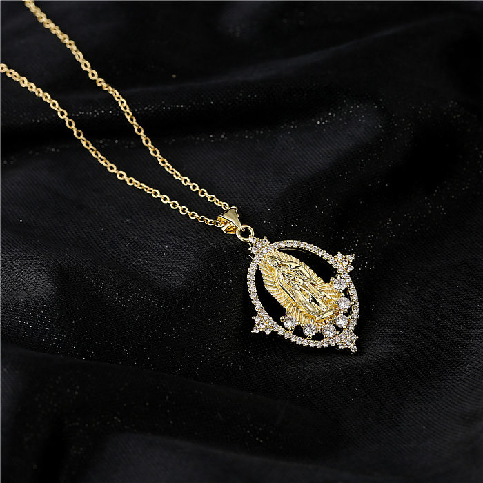 New Virgin Mary Pendant Necklace 18K Gold-plated Zircon Jewelry Wholesale
