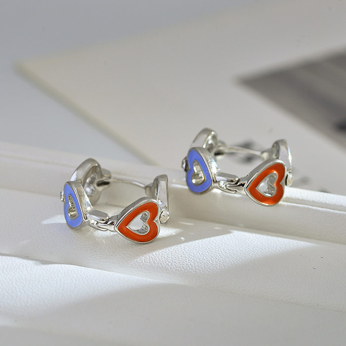 1 Pair Simple Style Round Enamel Inlay Copper Zircon Earrings