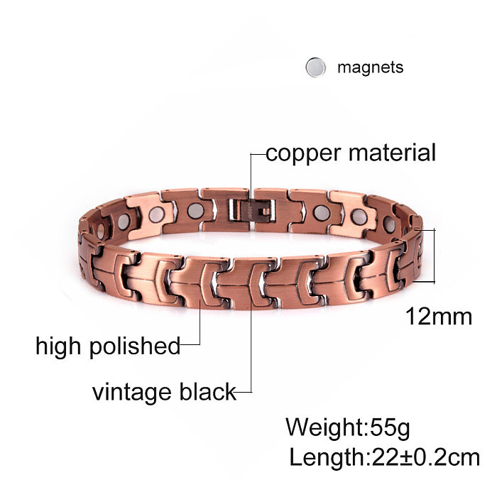 Pulseiras de cobre de material magnético de losango streetwear