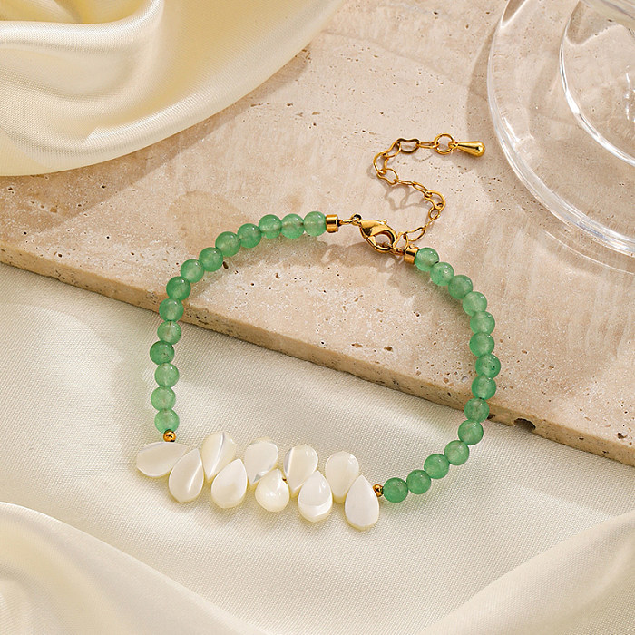 Bracelets de perles en cuivre, gouttelettes d'eau de vacances décontractées, coquille en pierre naturelle
